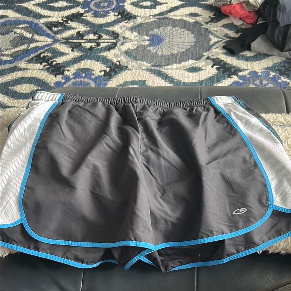 CHAMPION Women's Gray & White Elastic Waist Athletic Shorts Size L